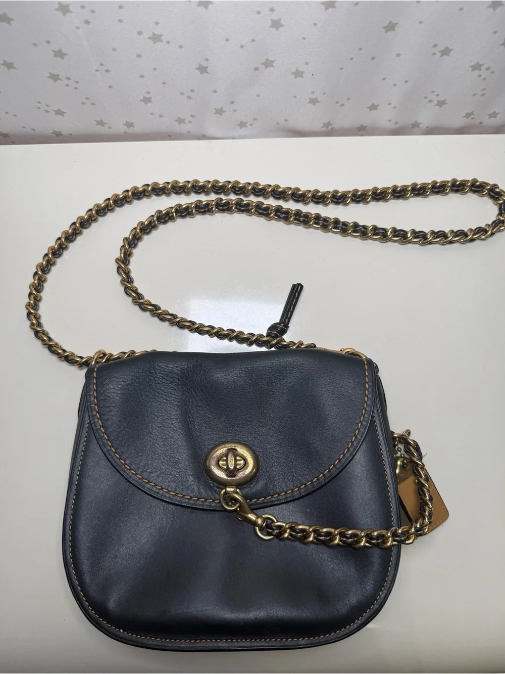 COACH 1941 Black Turnlock Crossbody Saddle Bag.